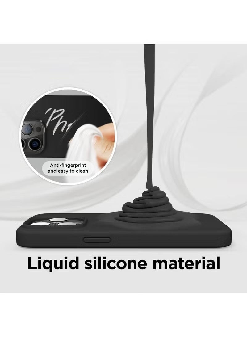 general Liquid Silicone Case for iPhone 15 Pro - Slim Shockproof Protective Cover with Soft Microfiber Lining Black - Image 3