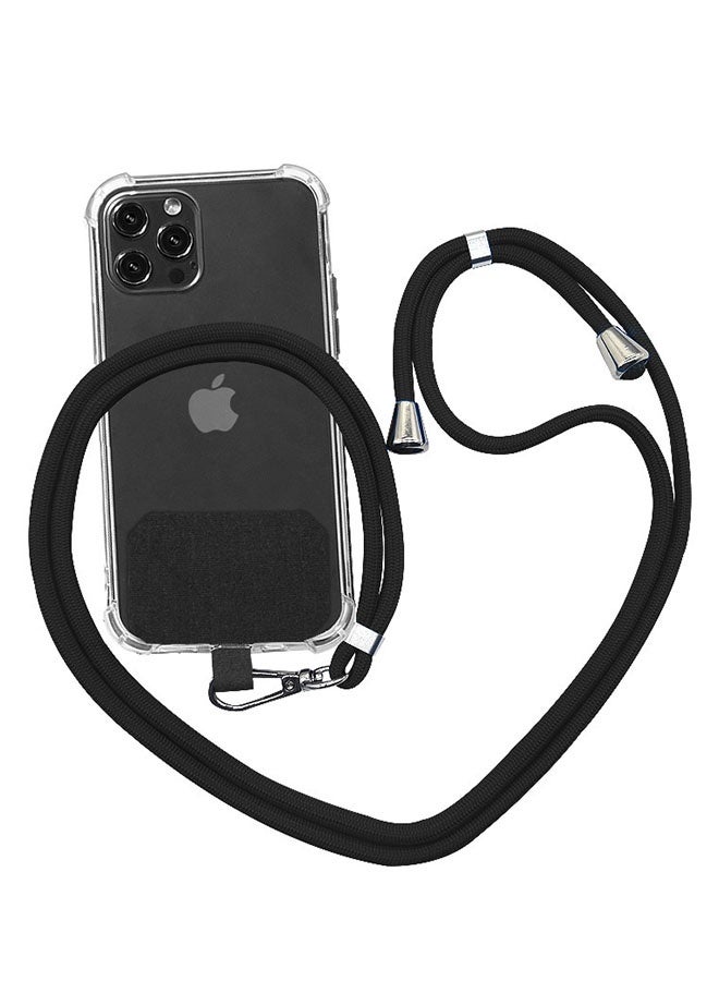 Phone Lanyard, Universal Crossbody Cell Phone Lanyards, Adjustable Shoulder Neck Strap, Multifunctional Soft Touch Nylon Patch Compatible with Most Smartphones, Black - Image 1