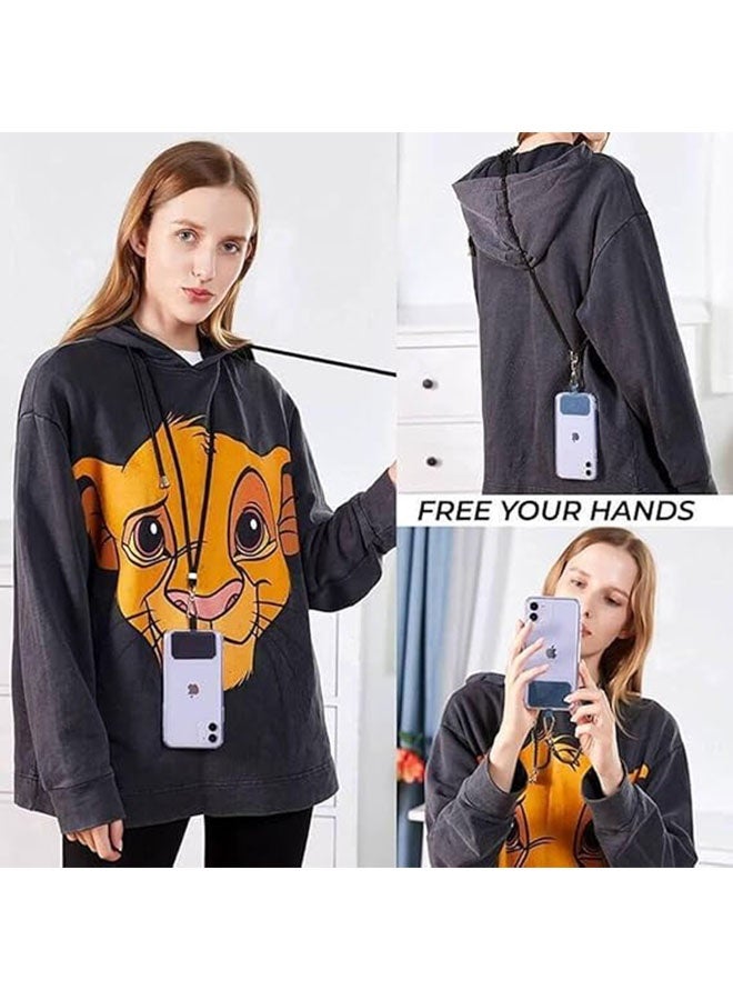 Phone Lanyard, Universal Crossbody Cell Phone Lanyards, Adjustable Shoulder Neck Strap, Multifunctional Soft Touch Nylon Patch Compatible with Most Smartphones, Black - Image 5