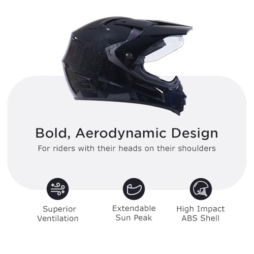 HIKER by VARROC | Meteor Full Face Helmet for Men and Women, ISI Certified Flip-Up Helmet, Lightweight, Polycarbonate Visor for Clear Visibility, Easy to Maintain (Size: L, 600MM, Gloss Black) - Image 3