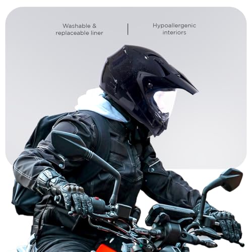 HIKER by VARROC | Meteor Full Face Helmet for Men and Women, ISI Certified Flip-Up Helmet, Lightweight, Polycarbonate Visor for Clear Visibility, Easy to Maintain (Size: L, 600MM, Gloss Black) - Image 4