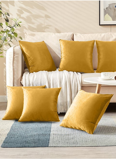 Set of 6 Pieces Square Soft Velvet Decorative Cushion with Solid Design and Attractive Colors