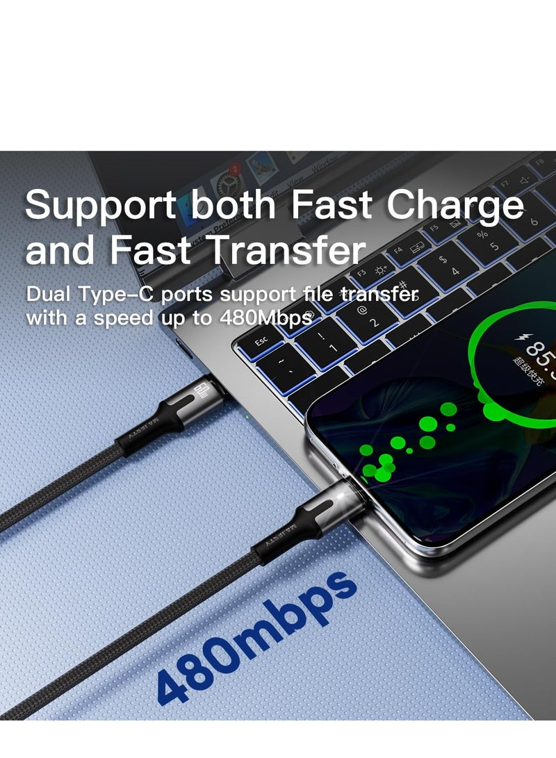ماجيستي "كيبل USB-C إلى USB-C نايلون مضفر 60 واط (20V/3A) - شحن سريع لأيفون 15، ماك بوك برو/اير، جالكسي S24 الترا، هواوي - 1.8 متر" أسود - Image 4