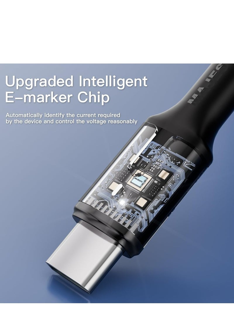ماجيستي "كيبل USB-C إلى USB-C نايلون مضفر 60 واط (20V/3A) - شحن سريع لأيفون 15، ماك بوك برو/اير، جالكسي S24 الترا، هواوي - 1.8 متر" أسود - Image 5