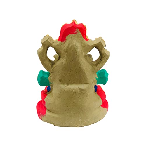 SHOPMEFAST Eco Friendly Handcrafted Clay/Mud Ganpati Murti Biodegradable Kacchi Mitti Ganesha Water Soluble Ganesh Idol For Ganpati Visarjan (4 Inches. Small, Fantasy, Multicolour) - Image 4