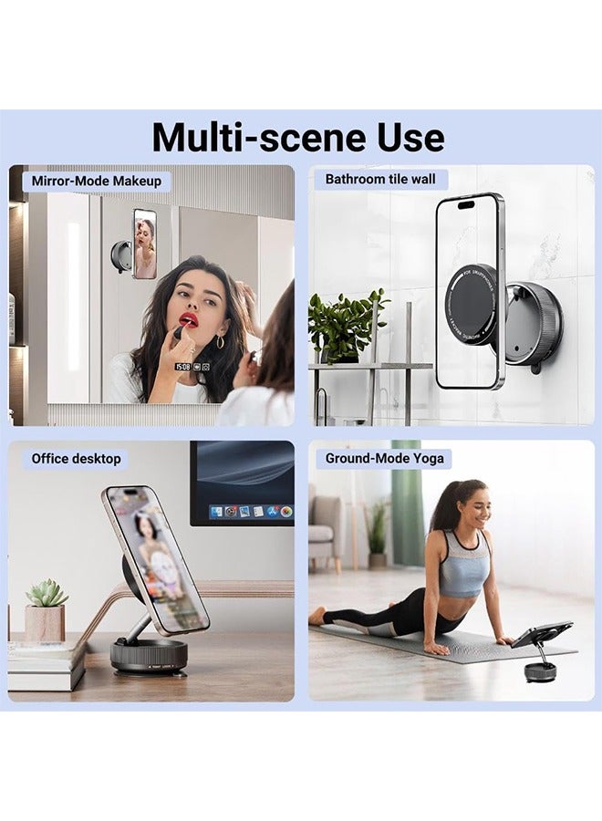 Hihonor Vacuum Magnetic Phone Holder for Car/MagSafe,360° Adjustable Suction Cup Phone Mount, Foldable & Portable Magnetic Phone Stand for All Smartphones & All Car Models & Home/Office/Gym/Bathroom Mirror  - Image 5
