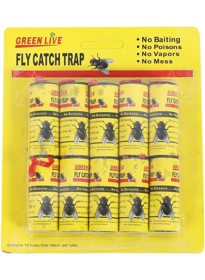 Fly Catch Trap - 10 Piece 68CM - Sticky Hanging Disposable Trap for Flies, Mosquitoes, Gnats, and Insects with Non-Toxic Design - for Indoor & Outdoor Use in Homes, Kitchens, Gardens & Patios - Image 4