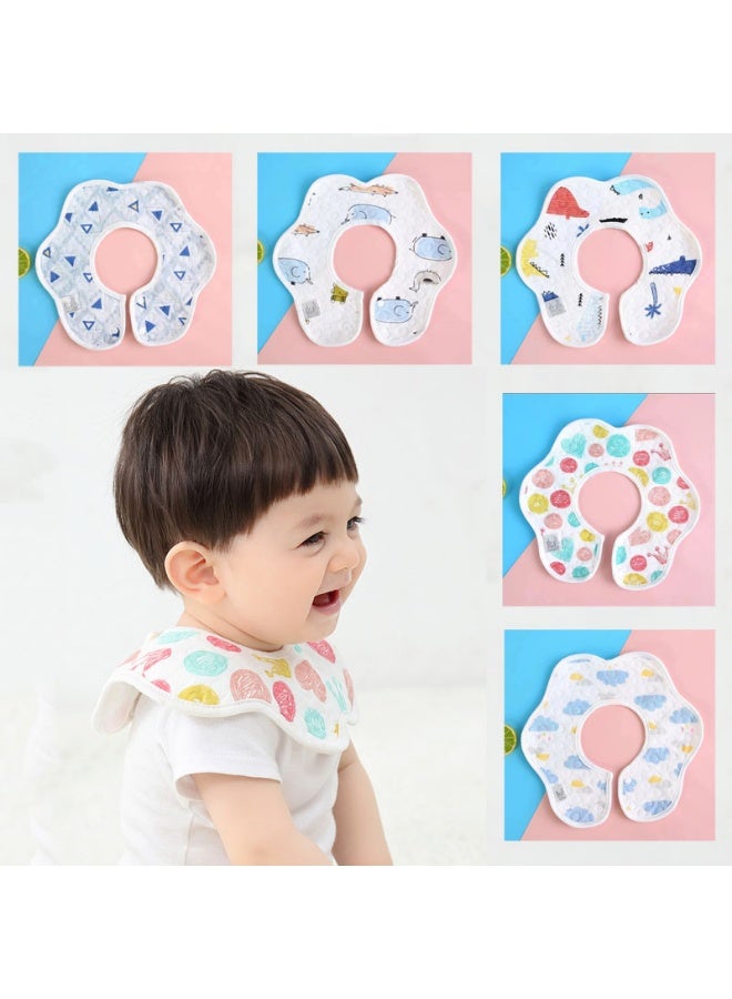 Baby Bib Flower Cotton Dribble Bibs 360° Rotation for 1-12 Months for Drooling And Teething Large