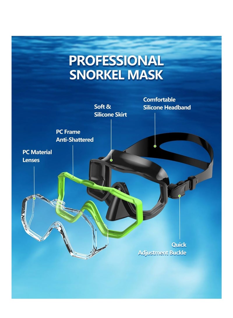 SYOSI نظارات السباحة مع غطاء الأنف أحدث HD 3-نافذة عدسة رؤية واسعة قناع غص مضاد للضباب ومضاد للتسرب للبالغين الشباب والأطفال السباحة والغطس والغوص - Image 2