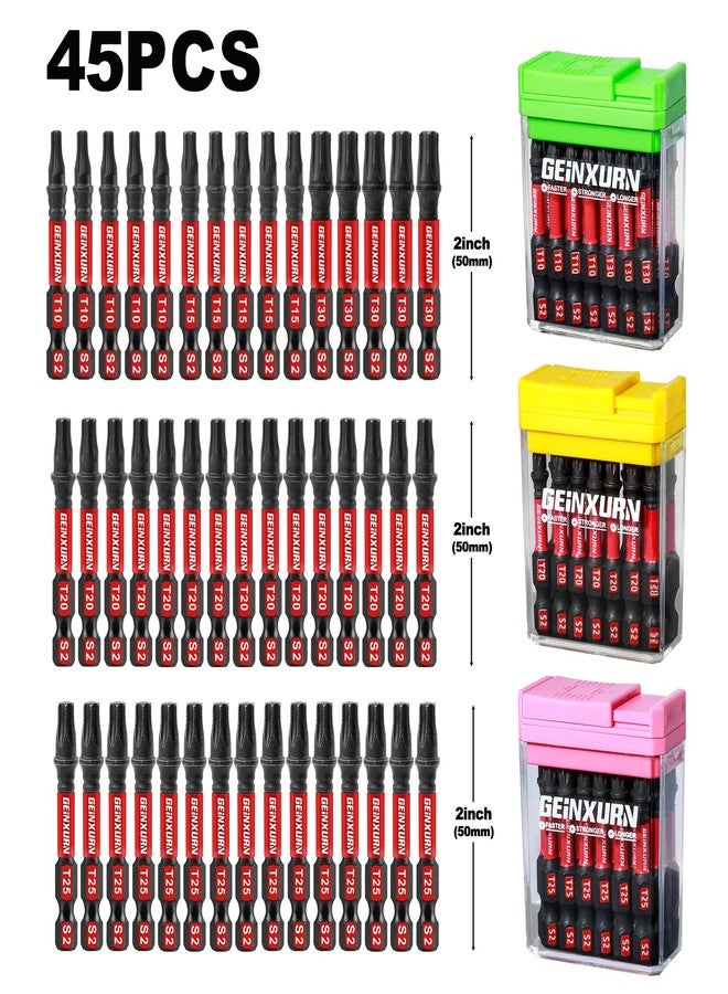 Geinxurn Impact Torx Screwdriver Bits Set,45 Pcs Magnetic (T10/T15/T20/T25/T30) S2 Steel Multi Star Driver Bits with Storage Colorful Box - Image 2