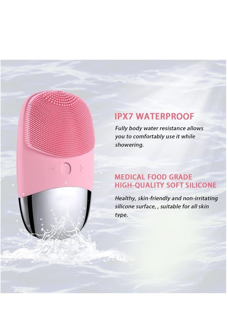 Generic Facial Cleansing Brush, Silicone Face Scrubber, IPX7 Waterproof, Pink  - Image 5