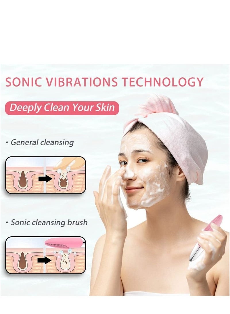 Generic Facial Cleansing Brush, Silicone Face Scrubber, IPX7 Waterproof, Pink  - Image 2