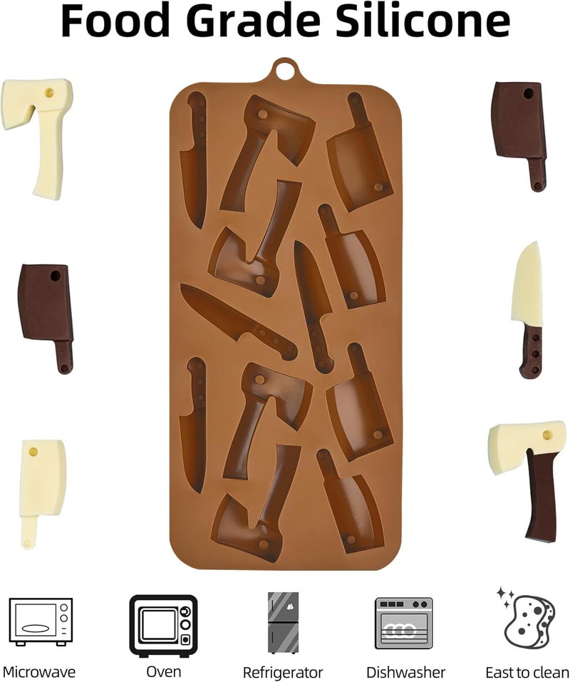 EDUEE Halloween Chocolate Molds Knife Silicone Candy Molds 3pcs for Resin, Soap, Ice, Fondant, Cupcake Decoration - Image 3
