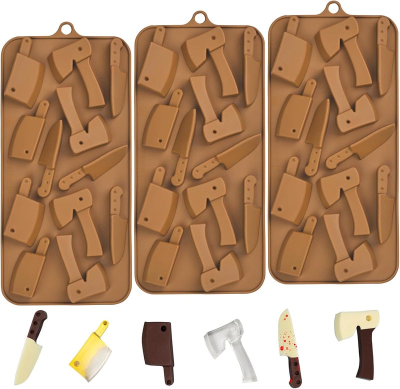 EDUEE Halloween Chocolate Molds Knife Silicone Candy Molds 3pcs for Resin, Soap, Ice, Fondant, Cupcake Decoration - Image 1