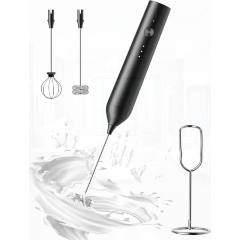 Handheld Milk Frother Wand for Coffee Rechargeable Electric Whisk with 2 Heads and 3 Speeds Drink Mixer and Frother for Latte Cappuccino Hot Chocolate Egg - Image 1