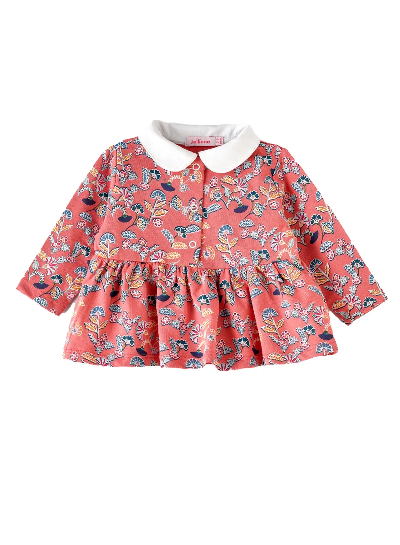 جيلين Baby Coral Floral Top with White Collar