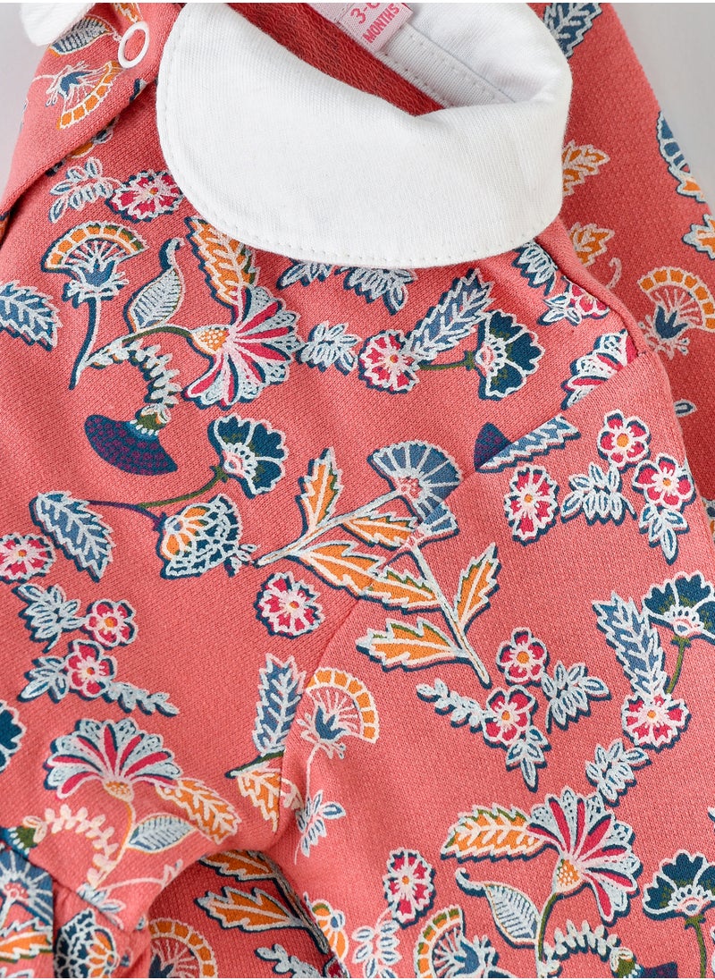 Jelliene Baby Coral Floral Top with White Collar  - Image 4