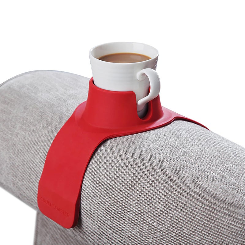 HIT PRODUCTS CouchCoaster  Original  Patented Armrest Couch Cup Holder Rosso Red  A Weighted Silicone Anti Slip Coaster Stops Spills On Your Sofa Armchair Or Recliner  Keeps Drinks in Reach