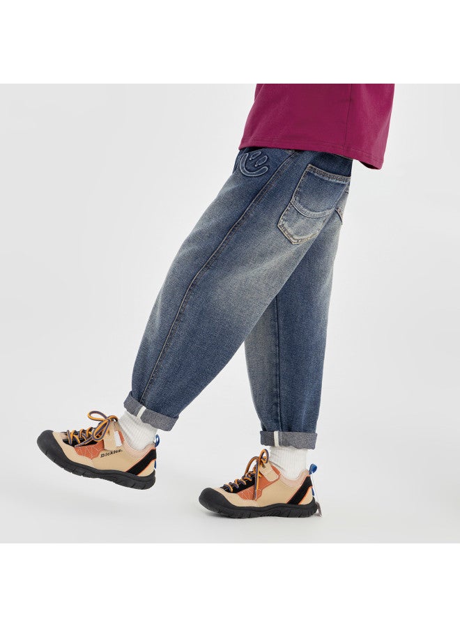 Pants, Children's Autumn Simple Retro Jeans, Comfortable Soft Straight-leg Casual Loose-fit Long Pants For Big Kids - Image 4