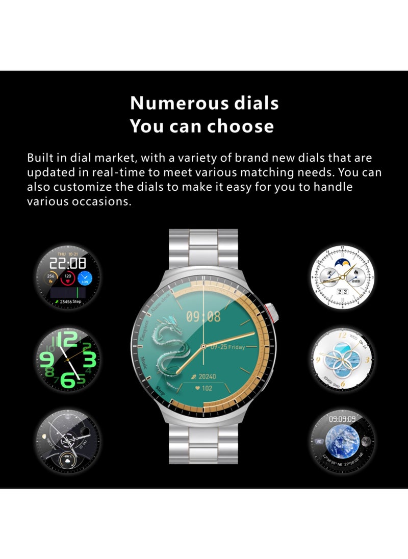 Hommtel - Watch 4 Max Smartwatch - AMOLED 1.9'' Full Curved HD Screen, 500mAh Battery, Black Edition & Formal Edition, 3 Straps, Voice Assistant, NFC, Bluetooth Calling, Health Monitoring, Sleep Tracking, Waterproof, GPS Navigation, Wireless Charging - Image 1