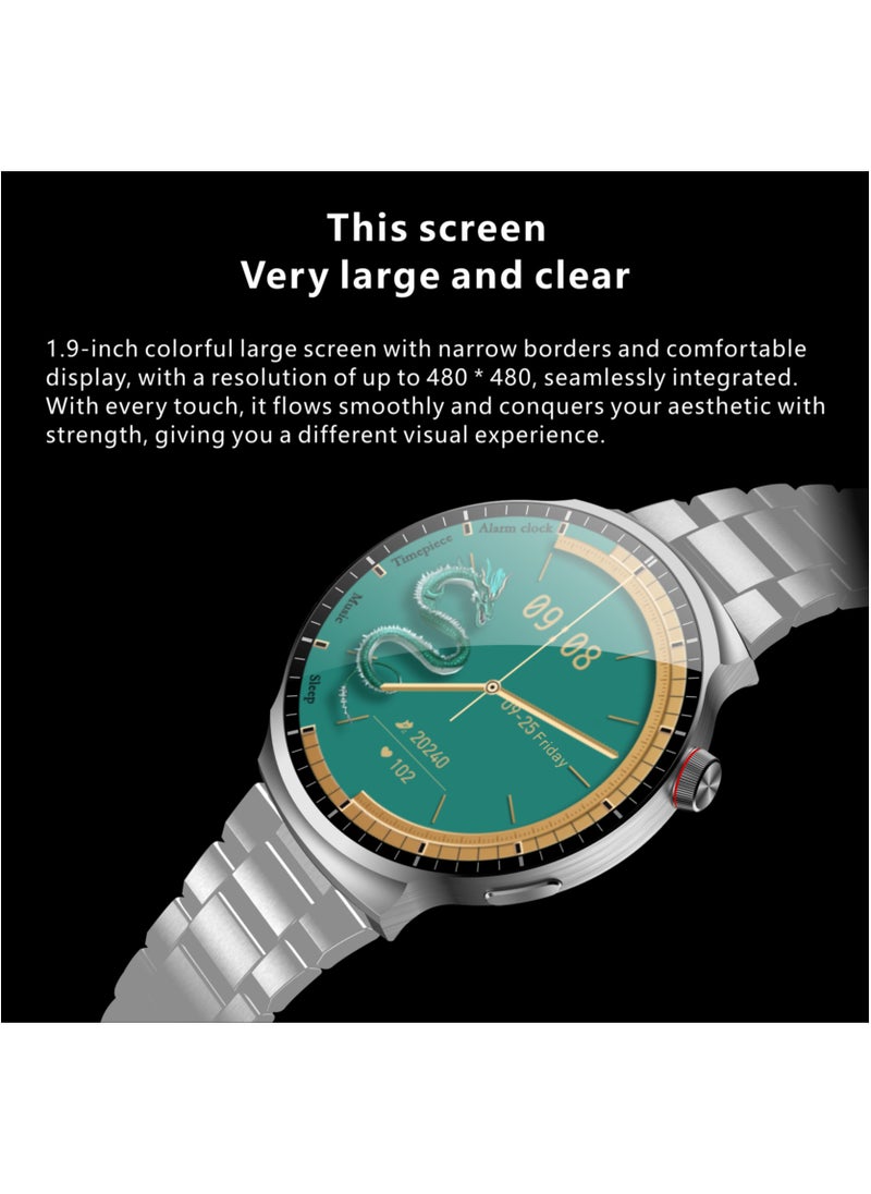 Hommtel - Watch 4 Max Smartwatch - AMOLED 1.9'' Full Curved HD Screen, 500mAh Battery, Black Edition & Formal Edition, 3 Straps, Voice Assistant, NFC, Bluetooth Calling, Health Monitoring, Sleep Tracking, Waterproof, GPS Navigation, Wireless Charging - Image 1