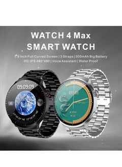 Hommtel Watch 4 Max Smartwatch - AMOLED 1.9'' Full Curved HD Screen, 500mAh Battery, Black Edition & Formal Edition, 3 Straps, Voice Assistant, NFC, Bluetooth Calling, Health Monitoring, Sleep Tracking, Waterproof, GPS Navigation, Wireless Charging  - Image 4