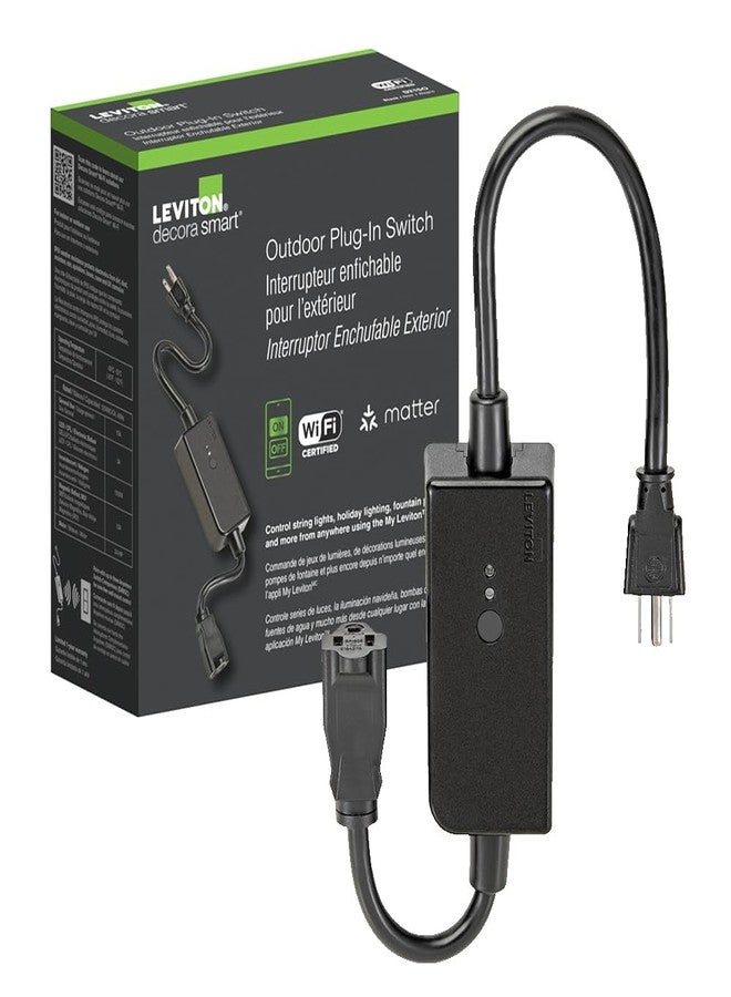 Leviton مقبس ليفيتون ديكورا الذكي للواي فاي الخارجي، يعمل مع ماتر، ماي ليفيتون، أليكسا، مساعد جوجل، آبل هوم/سيري ورفيق مفتاح بدون أسلاك، مقاوم للعوامل الجوية، D215O-1RE، أسود - Image 1