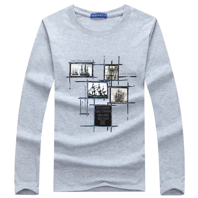 2025 Autumn New Letter Long Sleeve T-Shirt Korean Style Bottoming Shirt Round Neck Youth Large Size Men's Long Sleeve T-Shirt Wholesale - Image 1
