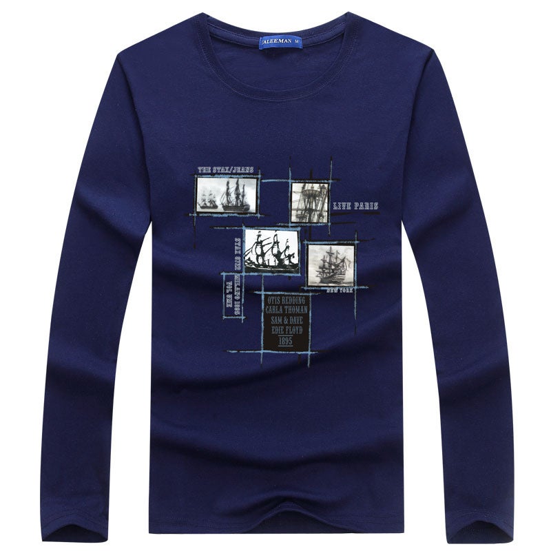 2025 Autumn New Letter Long Sleeve T-Shirt Korean Style Bottoming Shirt Round Neck Youth Large Size Men's Long Sleeve T-Shirt Wholesale - Image 5