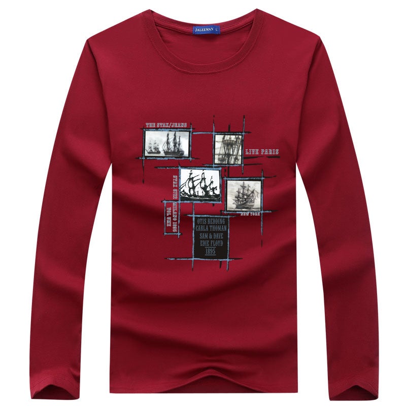 2025 Autumn New Letter Long Sleeve T-Shirt Korean Style Bottoming Shirt Round Neck Youth Large Size Men's Long Sleeve T-Shirt Wholesale - Image 3