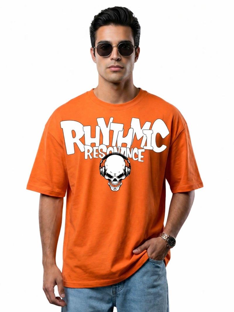 Veirdo® Pure Cotton Half Sleeve Round Neck Oversized Fit Graphic Print Muskmelon T-Shirt Men/Boys (OS_V_RHYTMIC_AC_XL) (Available in from S to 2XL) - Image 1