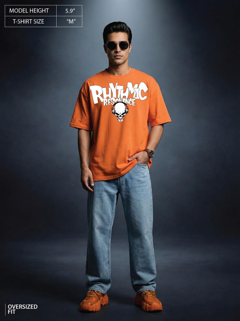 Veirdo® Pure Cotton Half Sleeve Round Neck Oversized Fit Graphic Print Muskmelon T-Shirt Men/Boys (OS_V_RHYTMIC_AC_XL) (Available in from S to 2XL) - Image 5