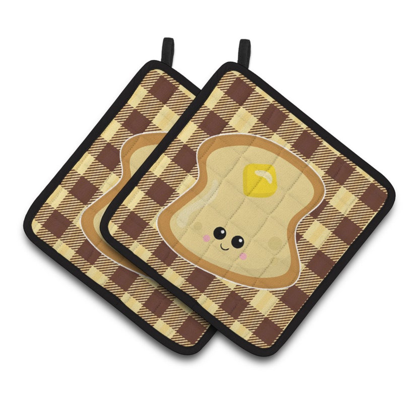 Caroline's Treasures ""Caroline's Treasures Buttered Toast Face Pair of Pot Holders  7.5 x 7.5  Multicolor"" 