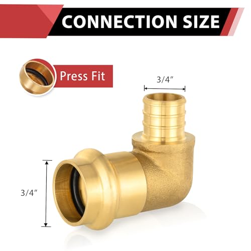 EFIELD Pack of 10 EFIELD 34 Copper Press X 34 PEX Crimp Elbow Brass Fittings For Copper and Pex Pipe ConnectionPRESS093 - Image 3
