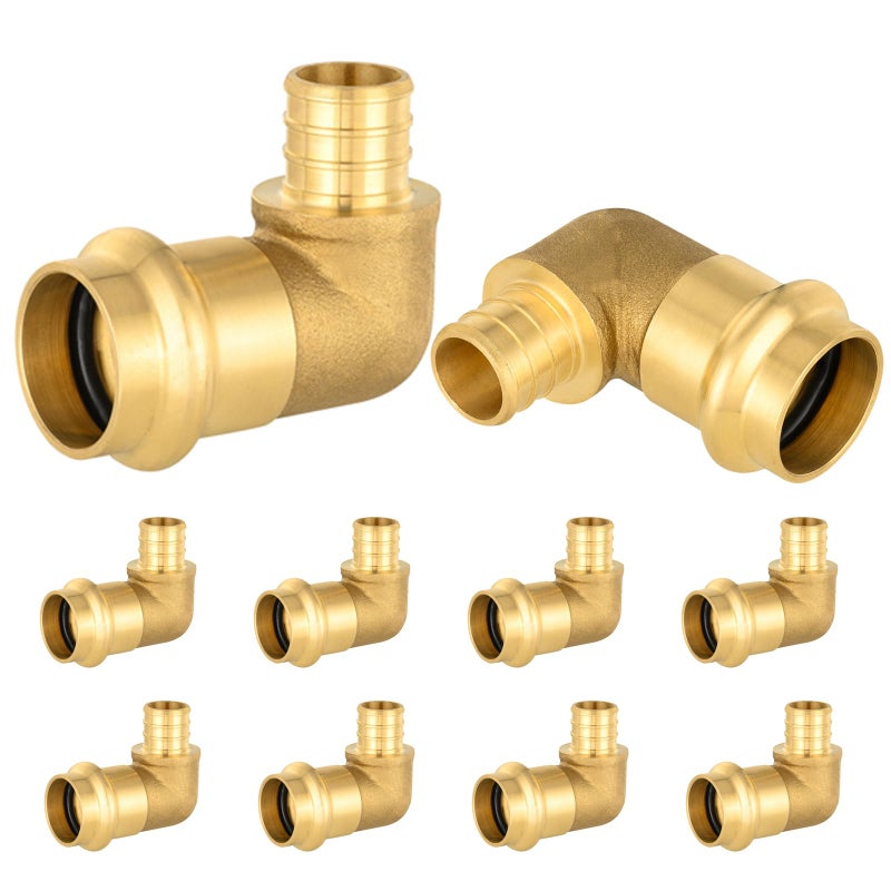 EFIELD Pack of 10 EFIELD 34 Copper Press X 34 PEX Crimp Elbow Brass Fittings For Copper and Pex Pipe ConnectionPRESS093 - Image 2