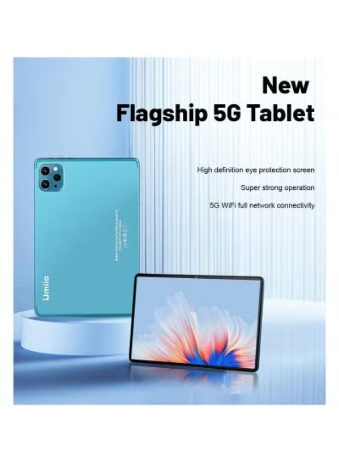 Umiio Smart Tablet PC 10.1″ HD Display – High-Performance Android Tablet with 8GB RAM + 256GB ROM Storage, Dual SIM 5G & WiFi Connectivity, Front & Rear Cameras for Video Calls and Photography, Includes Premium Leather Cover, Wireless Keyboard & Mouse – Blue - Image 4