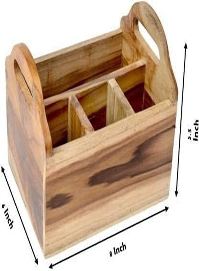 Giftoshopee WOODEN Empty Cutlery Holder Case (Brown, Medium, Holds 30 Pieces) - Image 3