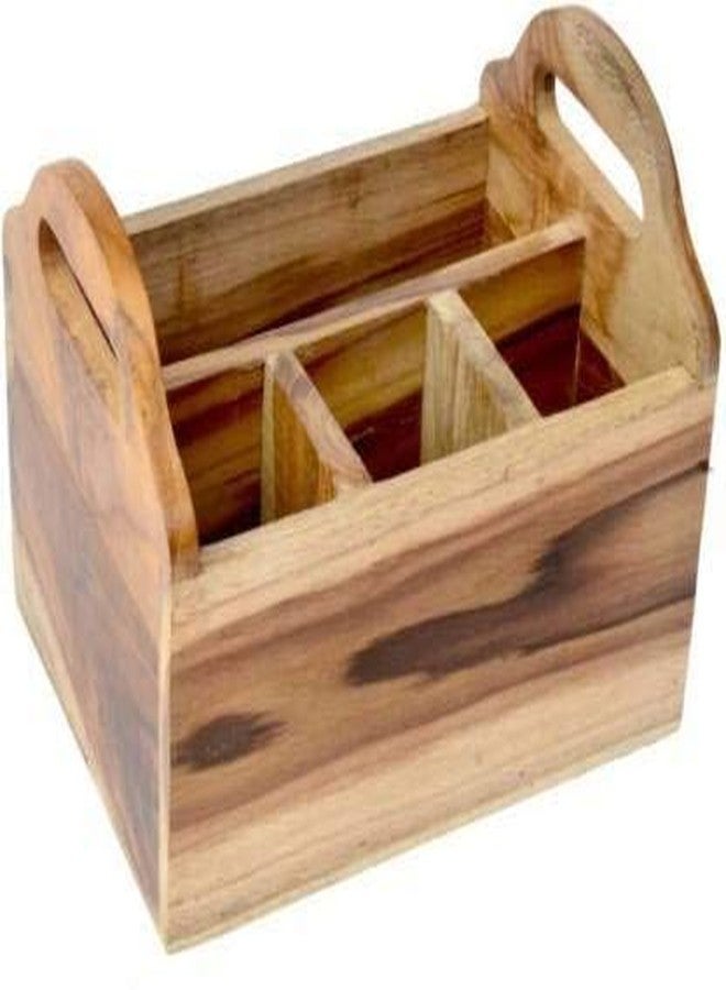 Giftoshopee WOODEN Empty Cutlery Holder Case (Brown, Medium, Holds 30 Pieces) - Image 2