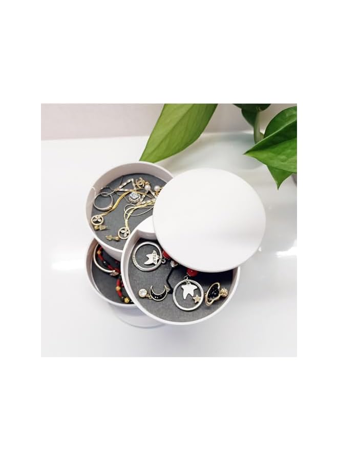 The Bros 4-Layer Rotating Jewelry Organizer with Lid - Small Travel Jewelry Storage Box Earring Holder for Women, Ideal for Bracelets, Rings, and More - Image 3