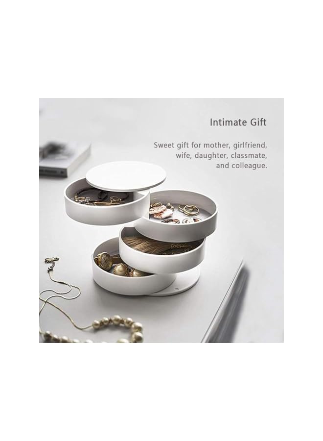 The Bros 4-Layer Rotating Jewelry Organizer with Lid - Small Travel Jewelry Storage Box Earring Holder for Women, Ideal for Bracelets, Rings, and More - Image 5