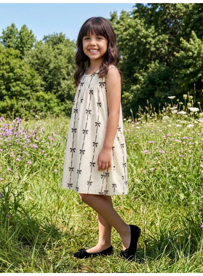 جلو باص Globus Girls White Casual Dress with Abstract Print and Pockets
