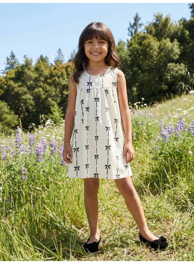 جلو باص Globus Girls White Casual Dress with Abstract Print and Pockets