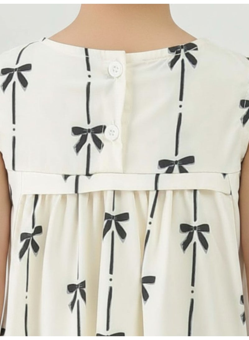 Globus Girls White Casual Dress with Abstract Print and Pockets - Image 5