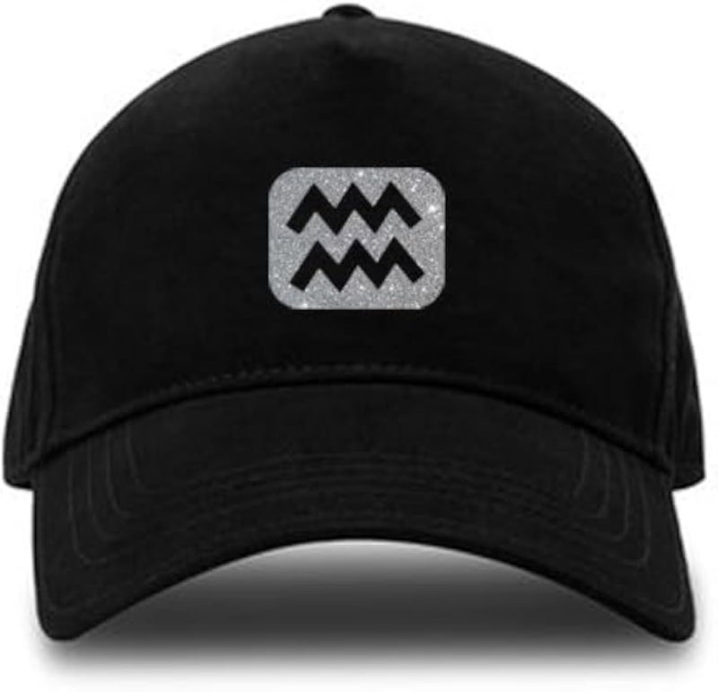 Black Cap with Silver Logo,Aquarius Zodiac