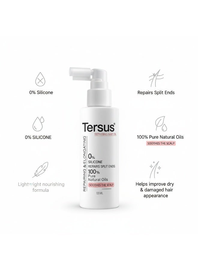 Tersus Repairing Hair Oil with Caffeine, Keratin, Rosemary, Black Seed & Clove - 120ml - Image 2