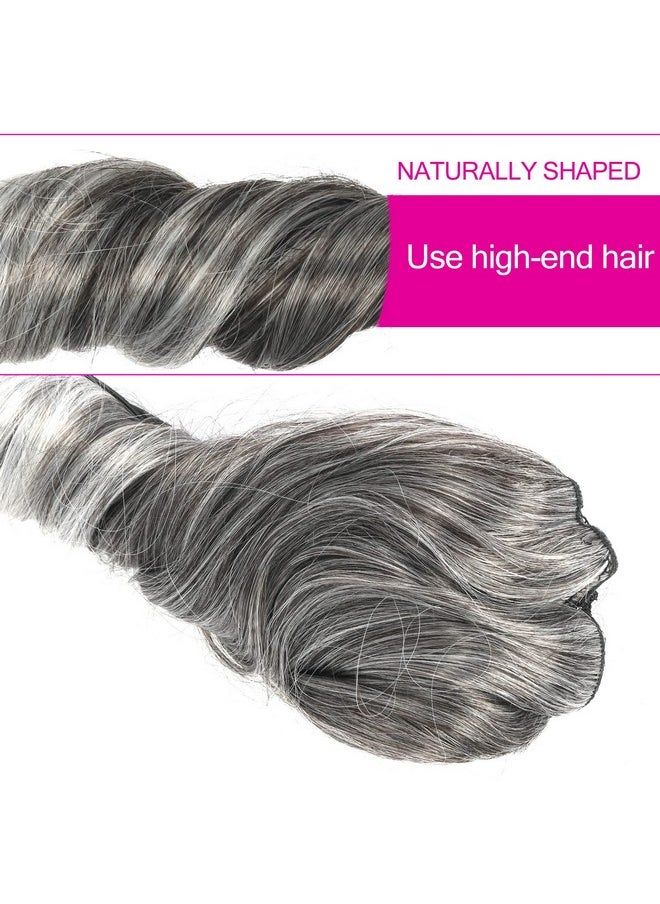 KRSI - Salt And Pepper Ponytails Extension Drawstring Ponytail For Black Women, Short Curly Ponytails Silver Gray Ponytail Sleek Fake Ponytail Clip In On Hair Pieces For Black Women For Girls 14Inch - Image 1