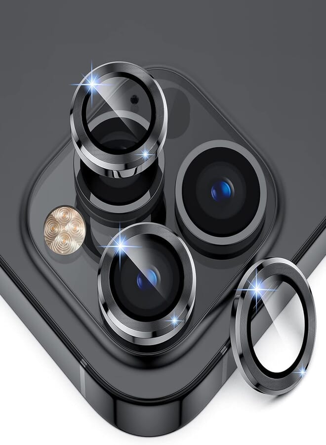 Next Next Store Camera Lens Protector, 9H Tempered Glass Metal Camera Ring Scratch Resistant [HD Clear] [Corrosion Resistant] Shockproof Compatible with iPhone 11Pro (Black)