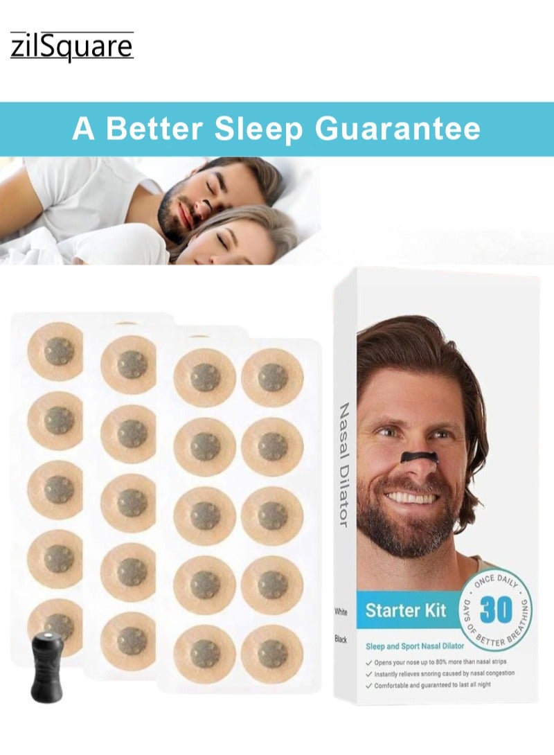 zilSquare Nasal Dilator Starter Kit for Better Breathing & Anti Snoring | Reusable Nose Opener, Nasal Strips & Breathing Aid for Sleep, Sport & Sinus Relief | Stop Snoring Device, Nasal Expander for Men & Women | Natural Snore Solution, Comfortable Nasal Clip for Deep Sleep & Congestion Relief - Image 2