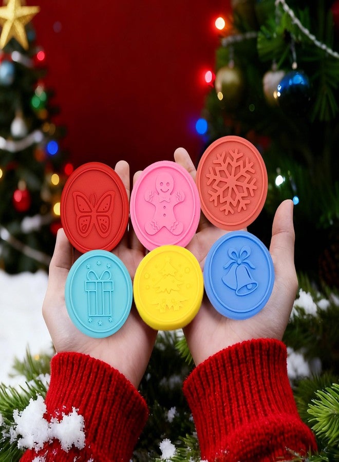 Kofebe مجموعة قوالب تقطيع البسكويت، مكبس بسكويت سيليكون ملون، 6 قطع من القوالب مع قاطع حلقي ومقبض للخبز اليومي - Image 2