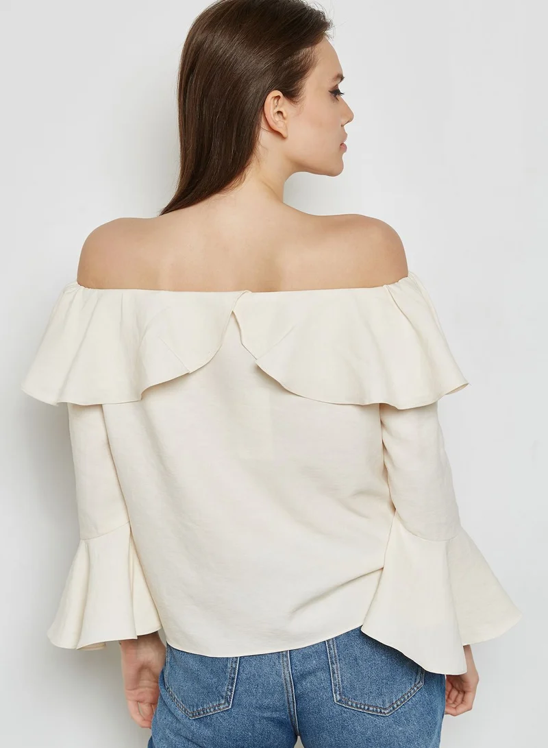 ELLA Ruffle Trim Bardot Top